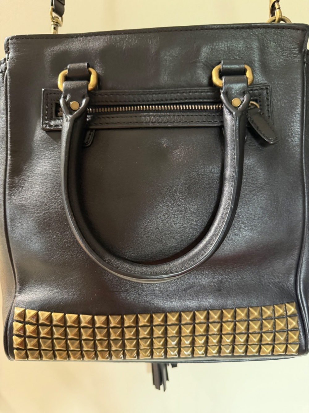 Coach Legacy Studded Mini Tanner Black Leather Crossbody Satchel Bag - Picture 5 of 13